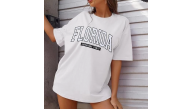 Kadın Kısa Kol Yazlık Tişört Bisiklet Yaka FLORIDA Baskılı T-Shirt - Beyaz Kadın Kısa Kol Yazlık Tişört Bisiklet Yaka FLORIDA Baskılı T-Shirt - Beyaz