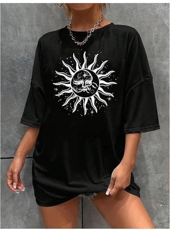 Kadın Baskılı T-Shirt Kısa Kol Bisiklet Yaka Regular Fit Rahat Kalıp Tişört - Siyah Kadın Baskılı T-Shirt Kısa Kol Bisiklet Yaka Regular Fit Rahat Kalıp Tişört - Siyah