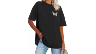 Kadın Baskılı T-Shirt Kısa Kol Bisiklet Yaka Oversize Rahat Kalıp Tişört - Siyah Kadın Baskılı T-Shirt Kısa Kol Bisiklet Yaka Oversize Rahat Kalıp Tişört - Siyah