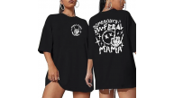Kadın Baskılı T-Shirt Kısa Kol Bisiklet Yaka Oversize Rahat Kalıp Tişört - Siyah Kadın Baskılı T-Shirt Kısa Kol Bisiklet Yaka Oversize Rahat Kalıp Tişört - Siyah