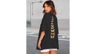 Kadın Baskılı T-Shirt Kısa Kol Bisiklet Yaka Oversize Rahat Kalıp Tişört - Siyah Kadın Baskılı T-Shirt Kısa Kol Bisiklet Yaka Oversize Rahat Kalıp Tişört - Siyah