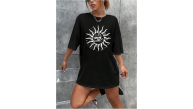 Kadın Baskılı T-Shirt Kısa Kol Bisiklet Yaka Regular Fit Rahat Kalıp Tişört - Siyah Kadın Baskılı T-Shirt Kısa Kol Bisiklet Yaka Regular Fit Rahat Kalıp Tişört - Siyah