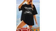 Kadın Baskılı T-Shirt Kısa Kol Bisiklet Yaka Oversize Rahat Kalıp Tişört - Siyah Kadın Baskılı T-Shirt Kısa Kol Bisiklet Yaka Oversize Rahat Kalıp Tişört - Siyah