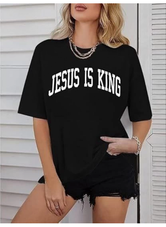 Kadın Baskılı T-Shirt Kısa Kol Bisiklet Yaka Oversize Rahat Kalıp Tişört - Siyah Kadın Baskılı T-Shirt Kısa Kol Bisiklet Yaka Oversize Rahat Kalıp Tişört - Siyah