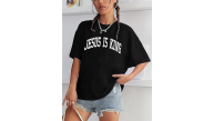 Kadın Baskılı T-Shirt Kısa Kol Bisiklet Yaka Oversize Rahat Kalıp Tişört - Siyah Kadın Baskılı T-Shirt Kısa Kol Bisiklet Yaka Oversize Rahat Kalıp Tişört - Siyah