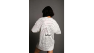 Kadın Bisiklet Yakalı Sırt Baskılı Kısa kol Oversize T-Shirt - Beyaz Kadın Bisiklet Yakalı Sırt Baskılı Kısa kol Oversize T-Shirt - Beyaz