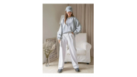 Kadın 3 İplik Pamuklu Oversize Yarım Fermuarlı Yakalı Basic Sweatshirt - Gri
