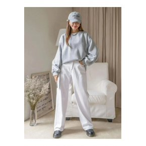 Kadın 3 İplik Pamuklu Oversize Yarım Fermuarlı Yakalı Basic Sweatshirt - Gri