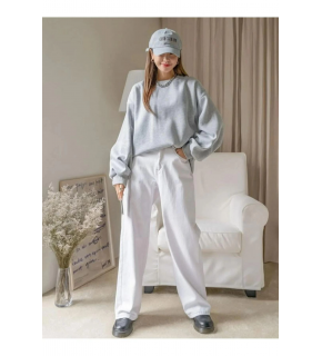 Kadın 3 İplik Pamuklu Oversize Yarım Fermuarlı Yakalı Basic Sweatshirt - Gri