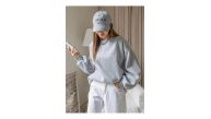 Kadın 3 İplik Pamuklu Oversize Yarım Fermuarlı Yakalı Basic Sweatshirt - Gri
