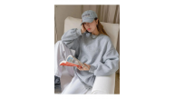 Kadın 3 İplik Pamuklu Oversize Yarım Fermuarlı Yakalı Basic Sweatshirt - Gri