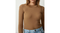 Kadın Full Likralı Fitilli Kaşkorse Body - Kahve Kadın Full Likralı Fitilli Kaşkorse Body - Kahve