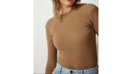 Kadın Full Likralı Fitilli Kaşkorse Body - Kahve Kadın Full Likralı Fitilli Kaşkorse Body - Kahve