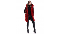 Kadın Reks Kapüşonlu Yelek - Kırmızı