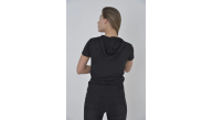 Kadın Kapüşonlu T-Shirt Kısa Kol Bisiklet Yaka Slimfit Tişört - Siyah Kadın Kapüşonlu T-Shirt Kısa Kol Bisiklet Yaka Slimfit Tişört - Siyah