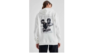 Kadın Oversize Kapüşonlu Cepli TUPAC Baskılı 3 İplik Pamuklu Hoodie Sweatshirt - Beyaz Kadın Oversize Kapüşonlu Cepli TUPAC Baskılı 3 İplik Pamuklu Hoodie Sweatshirt - Beyaz