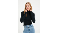 Kadın Kaşkorse Boğazlı Full Likralı Fitilli Body Kazak - Siyah Kadın Kaşkorse Boğazlı Full Likralı Fitilli Body Kazak - Siyah