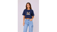 Kadın Kedi Baskılı Oversize Crop Tişört Salaş Basic Yarım Kol T-shirt - Lacivert Kadın Kedi Baskılı Oversize Crop Tişört Salaş Basic Yarım Kol T-shirt - Lacivert