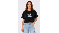 Kadın Kedi Baskılı Oversize Crop Tişört Salaş Basic Yarım Kol T-shirt - Siyah Kadın Kedi Baskılı Oversize Crop Tişört Salaş Basic Yarım Kol T-shirt - Siyah