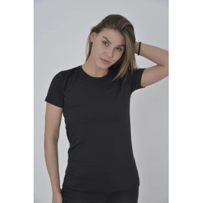 Kadın Omuz Fileli T-Shirt Kısa Kol Bisiklet Yaka Slimfit Tişört  - Siyah