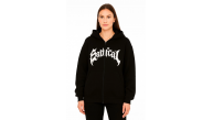 Kadın Kapüşonlu 3 İplik Şardonlu Önü Baskılı Fermuarlı Oversize Sweatshirt - Siyah Kadın Kapüşonlu 3 İplik Şardonlu Önü Baskılı Fermuarlı Oversize Sweatshirt - Siyah