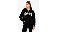 Kadın Kapüşonlu 3 İplik Şardonlu Önü Baskılı Fermuarlı Oversize Sweatshirt - Siyah Kadın Kapüşonlu 3 İplik Şardonlu Önü Baskılı Fermuarlı Oversize Sweatshirt - Siyah