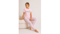 Kadın Pamuklu Penye Summer Baskılı Kısa Kollu Pijama Takımı Ekose Desenli - Pembe Kadın Pamuklu Penye Summer Baskılı Kısa Kollu Pijama Takımı Ekose Desenli - Pembe