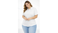 Kadın Battal Beden Tişört Polo Yaka Pike Kumaş Kısa Kol T-Shirt - Beyaz Kadın Battal Beden Tişört Polo Yaka Pike Kumaş Kısa Kol T-Shirt - Beyaz