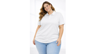 Kadın Battal Beden Tişört Polo Yaka Pike Kumaş Kısa Kol T-Shirt - Beyaz Kadın Battal Beden Tişört Polo Yaka Pike Kumaş Kısa Kol T-Shirt - Beyaz