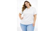 Kadın Battal Beden Tişört Polo Yaka Pike Kumaş Kısa Kol T-Shirt - Beyaz Kadın Battal Beden Tişört Polo Yaka Pike Kumaş Kısa Kol T-Shirt - Beyaz