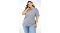 Kadın Battal Beden Tişört Polo Yaka Pike Kumaş Kısa Kol T-Shirt - Gri Kadın Battal Beden Tişört Polo Yaka Pike Kumaş Kısa Kol T-Shirt - Gri
