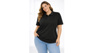 Kadın Battal Beden Tişört Polo Yaka Pike Kumaş Kısa Kol T-Shirt - Siyah Kadın Battal Beden Tişört Polo Yaka Pike Kumaş Kısa Kol T-Shirt - Siyah