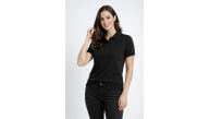 Kadın Polo Yaka Tişört Pike Kumaş Kısa Kol Regular Fit Yazlık T-Shirt - Siyah Kadın Polo Yaka Tişört Pike Kumaş Kısa Kol Regular Fit Yazlık T-Shirt - Siyah