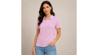 Kadın Polo Yaka Pike Kumaş Düğmeli Basic Tişört Günlük Rahat - Pembe Kadın Polo Yaka Pike Kumaş Düğmeli Basic Tişört Günlük Rahat - Pembe
