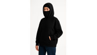 Kadın Samuray Ninja Çift Kapüşonlu Maske Detaylı 3 İplik Hoodie - Siyah Kadın Samuray Ninja Çift Kapüşonlu Maske Detaylı 3 İplik Hoodie - Siyah