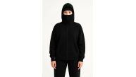 Kadın Samuray Ninja Çift Kapüşonlu Maske Detaylı 3 İplik Hoodie - Siyah Kadın Samuray Ninja Çift Kapüşonlu Maske Detaylı 3 İplik Hoodie - Siyah