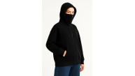 Kadın Samuray Ninja Çift Kapüşonlu Maske Detaylı 3 İplik Hoodie - Siyah Kadın Samuray Ninja Çift Kapüşonlu Maske Detaylı 3 İplik Hoodie - Siyah