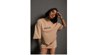 Kadın Oversize Tişört Golf GTI Retro Araba Baskılı T-shirt - Bej Kadın Oversize Tişört Golf GTI Retro Araba Baskılı T-shirt - Bej