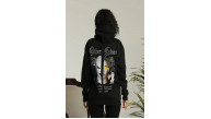 Kadın Oversize Kapüşonlu Cepli Baskılı 3 İplik Pamuklu Hoodie Sweatshirt - Siyah Kadın Oversize Kapüşonlu Cepli Baskılı 3 İplik Pamuklu Hoodie Sweatshirt - Siyah