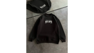 Kadın 3 İplik Pamuklu Bisiklet Yaka Baskılı SweatShirt - Siyah