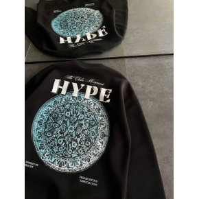 Kadın 3 İplik Pamuklu Bisiklet Yaka Baskılı SweatShirt - Siyah