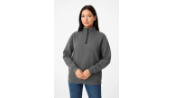 Kadın 3 İplik Pamuklu Dık Yaka Yarım Fermuarlı SweatShirt - Antrasit