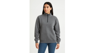 Kadın 3 İplik Pamuklu Dık Yaka Yarım Fermuarlı SweatShirt - Antrasit