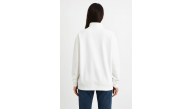Kadın 3 İplik Pamuklu Dık Yaka Yarım Fermuarlı SweatShirt - Beyaz