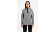 Kadın 3 İplik Pamuklu Dık Yaka Yarım Fermuarlı SweatShirt - Gri