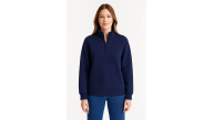 Kadın 3 İplik Pamuklu Dık Yaka Yarım Fermuarlı SweatShirt - Lacivert