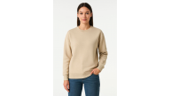 Kadın 3 İplik Pamuklu Düz Bisiklet Yaka SweatShirt - Bej