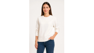 Kadın 3 İplik Pamuklu Düz Bisiklet Yaka SweatShirt - Beyaz