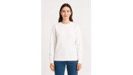Kadın 3 İplik Pamuklu Düz Bisiklet Yaka SweatShirt - Beyaz