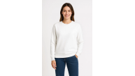 Kadın 3 İplik Pamuklu Düz Bisiklet Yaka SweatShirt - Beyaz